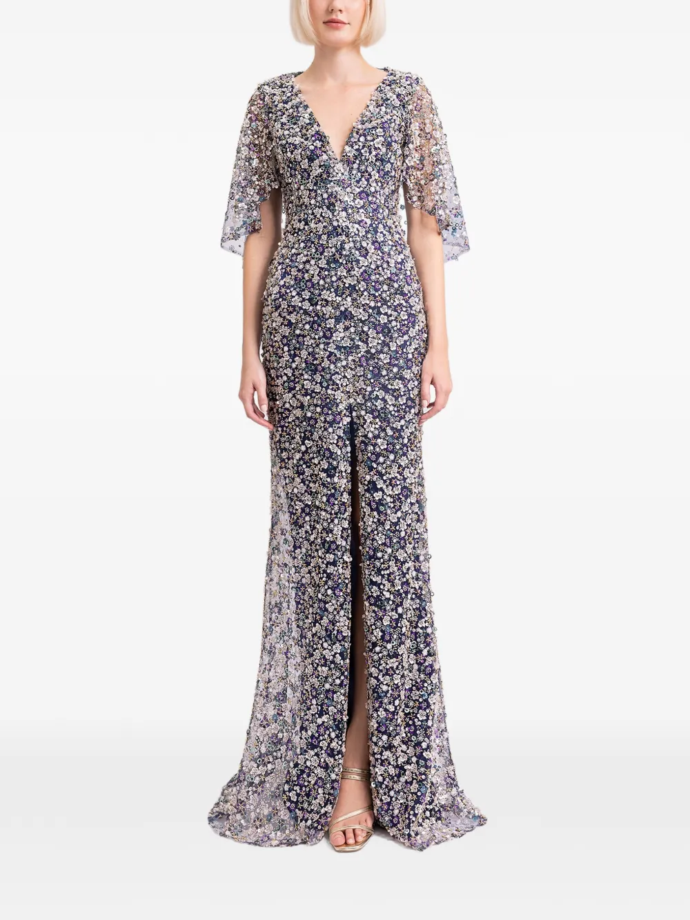 Gemy Maalouf beaded cape dress - Blu