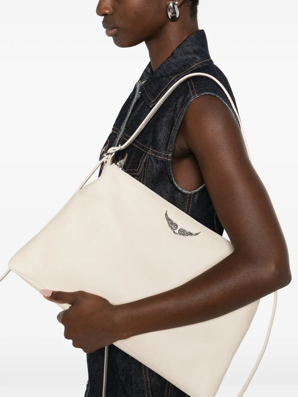 Zadig&Voltaire Jim wings-detail top-handle shoulder bag - Beige