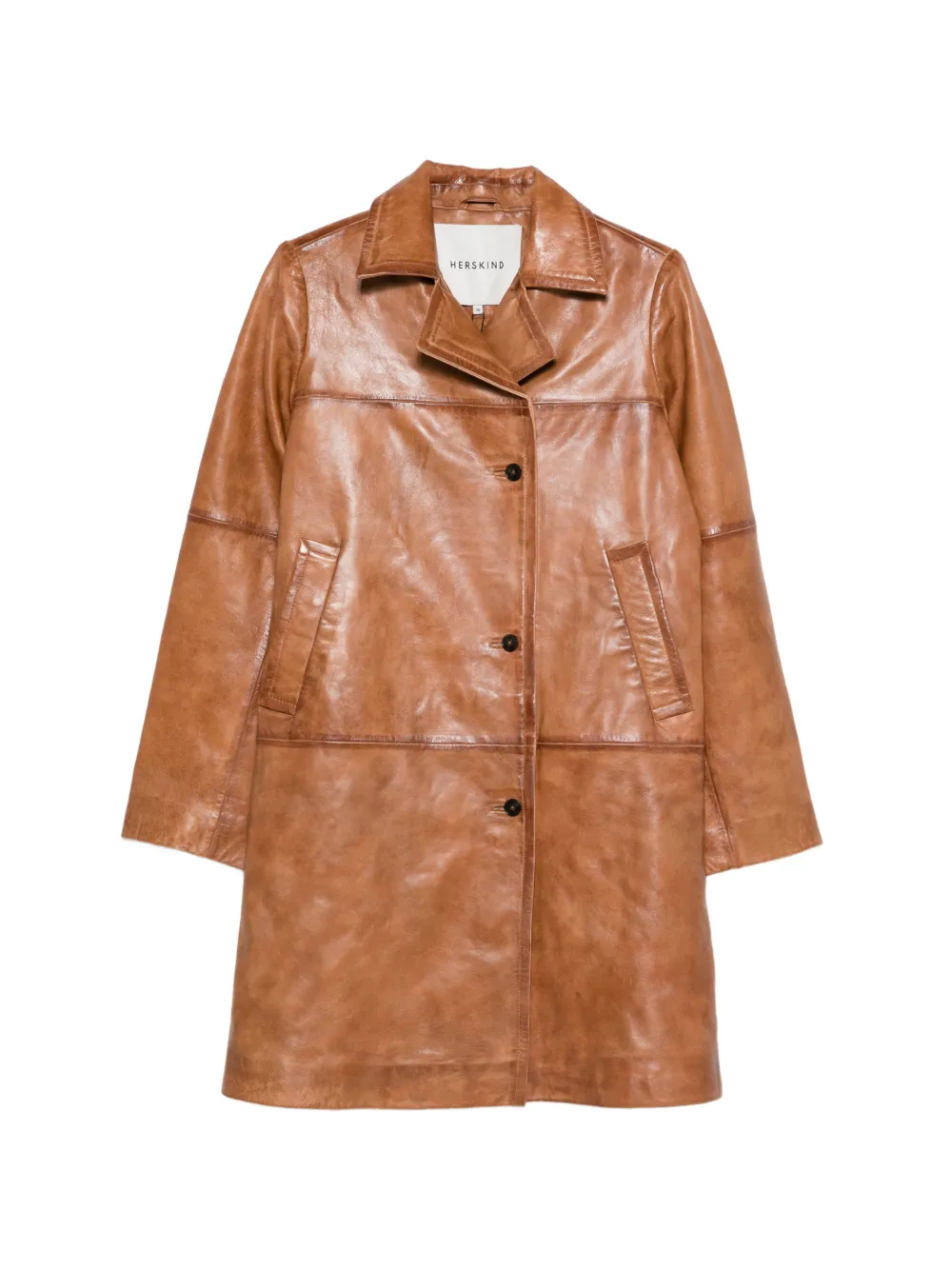 HERSKIND Shelly leather coat - Marrone