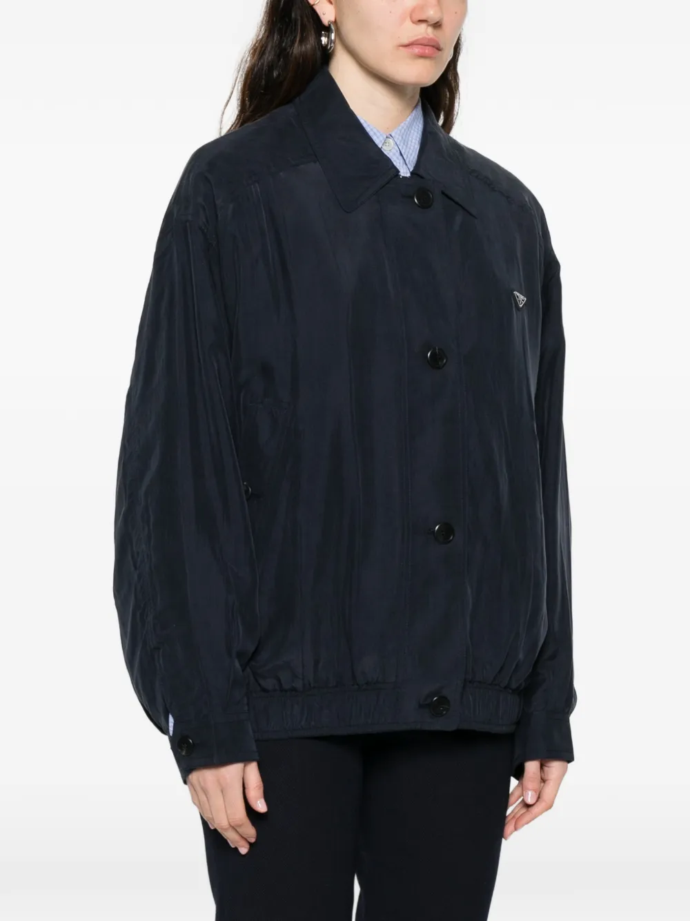  Prada Button Silk Jacket - Blue 