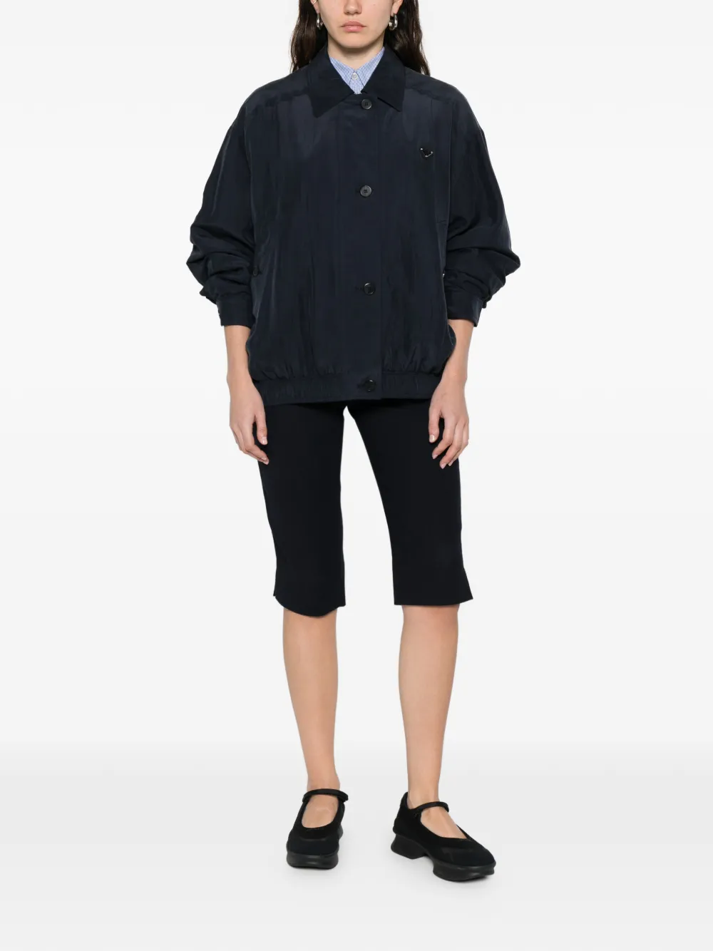  Prada Button Silk Jacket - Blue 