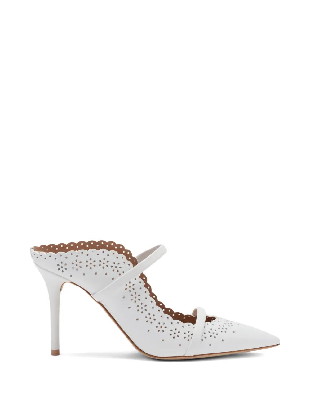Malone Souliers pointed-toe scalloped-trim heeled pumps - Bianco
