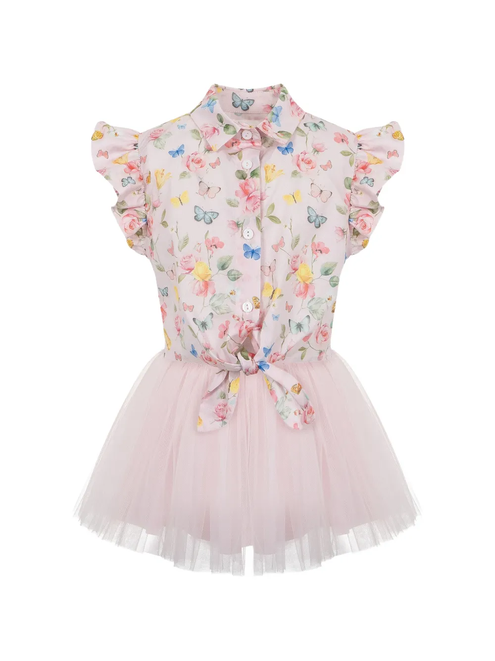 Lapin House Abito a fiori con ruches - Rosa