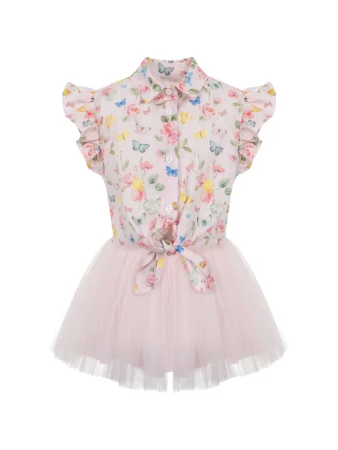 Lapin House Jurk met bloemenprint en ruches