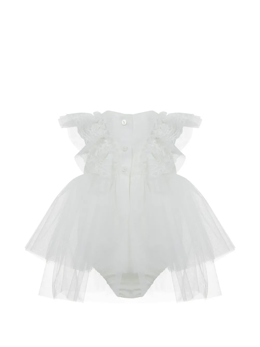 Lapin House Romper met ruches en kant Wit