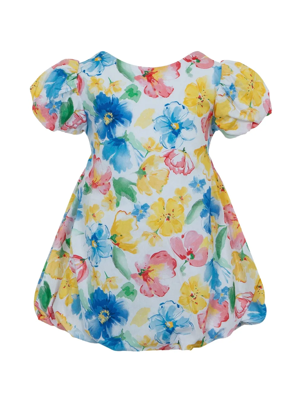 Lapin House floral-print puff-sleeve dress - Bianco