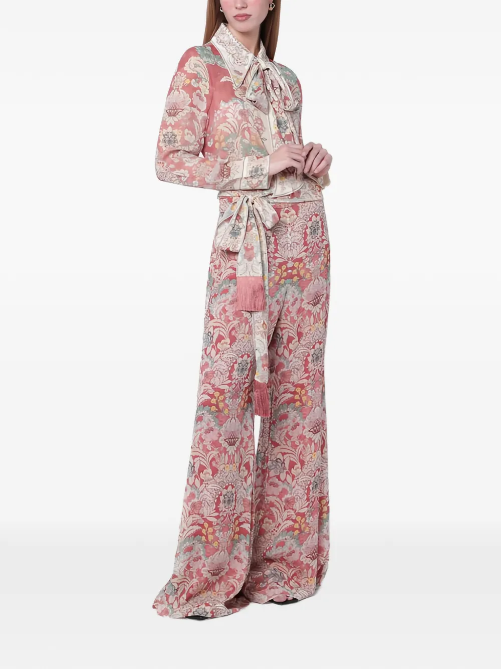 ZIMMERMANN Rebellion blouse met bloemenprint en strik Roze