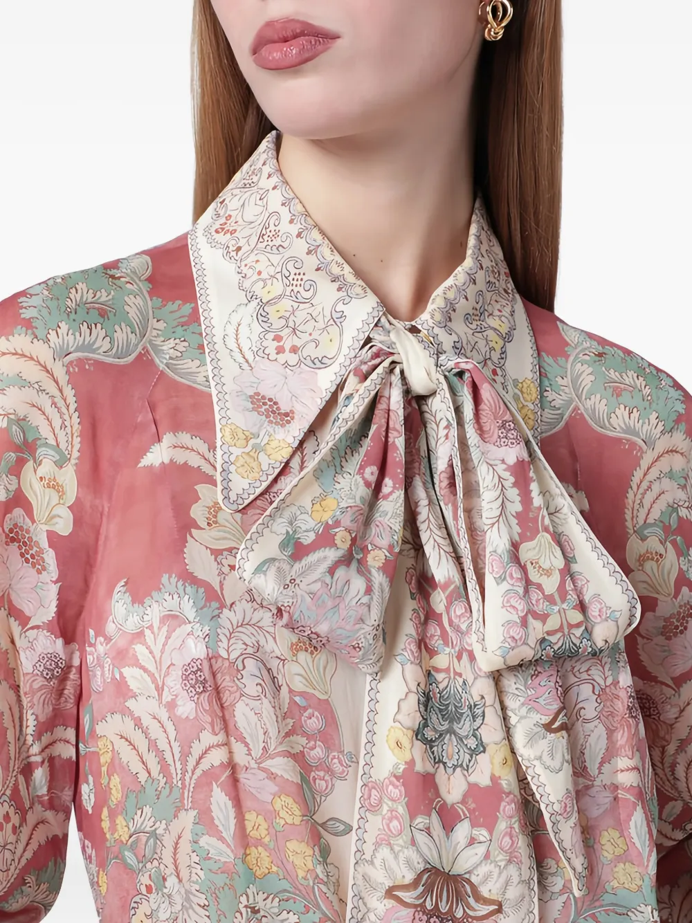 ZIMMERMANN Rebellion blouse met bloemenprint en strik Roze