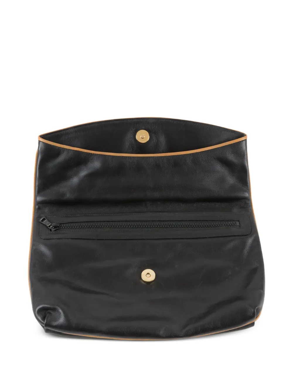 Celine Pre-owned 1990s Triomphe Leather Clutch Bag in Black, view 5