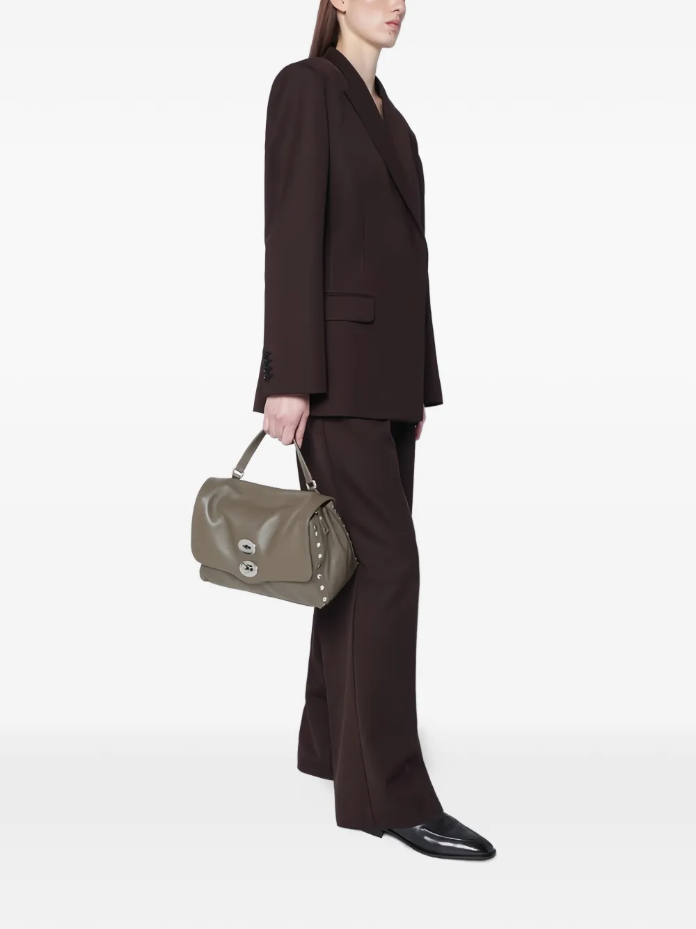 Zanellato POstina studded turn-lock tote bag - Grijs