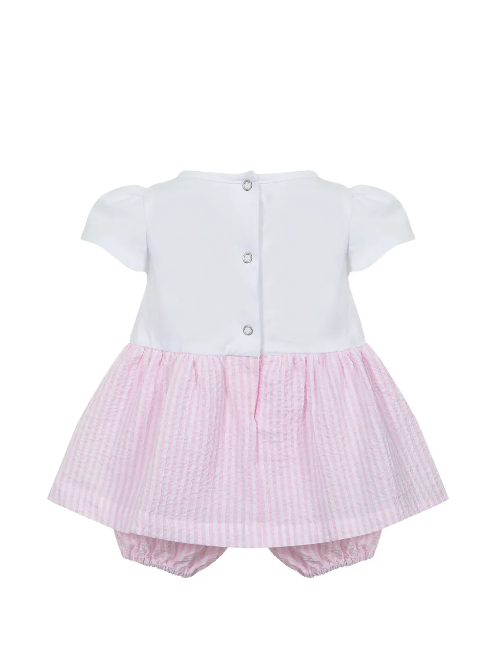 Lapin House Gestreepte romper met eendenprint Wit