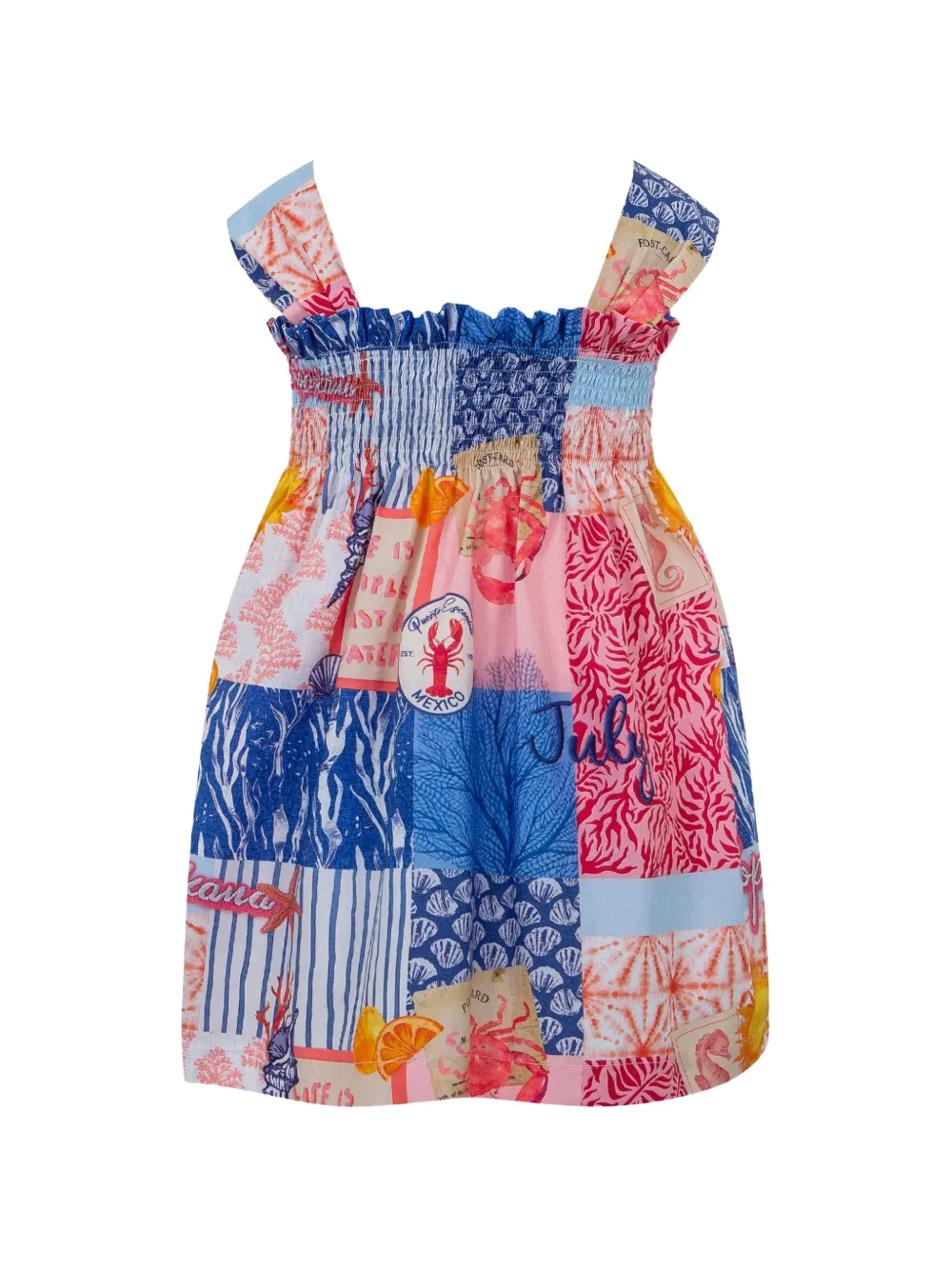  Lapin House Patchwork Wide-strap Dress - Blue 