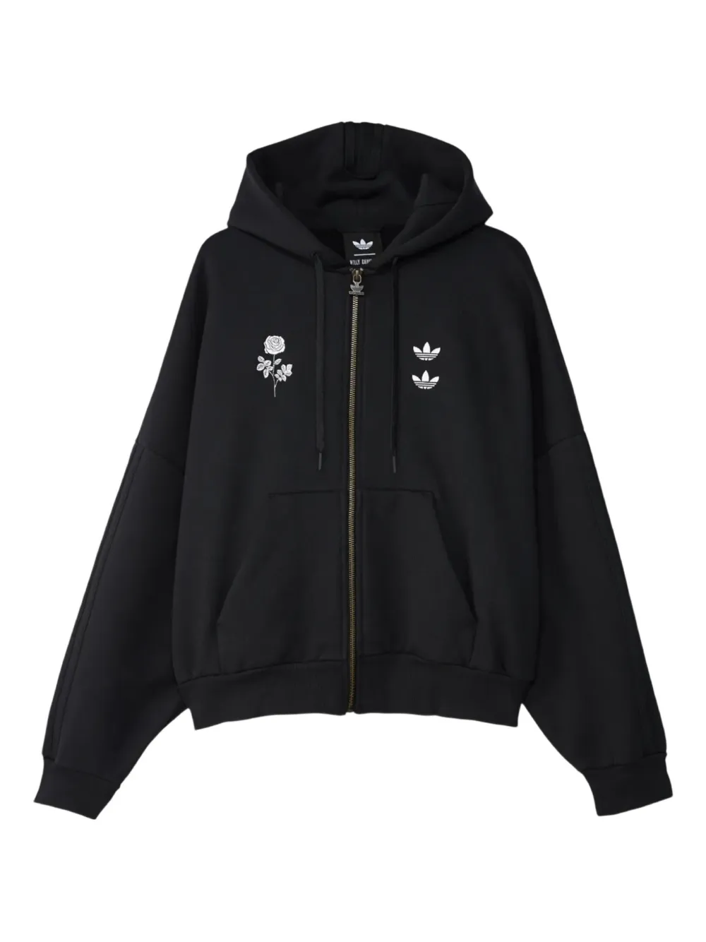 Willy Chavarria x Adidas embroidered zip hoodie - Nero