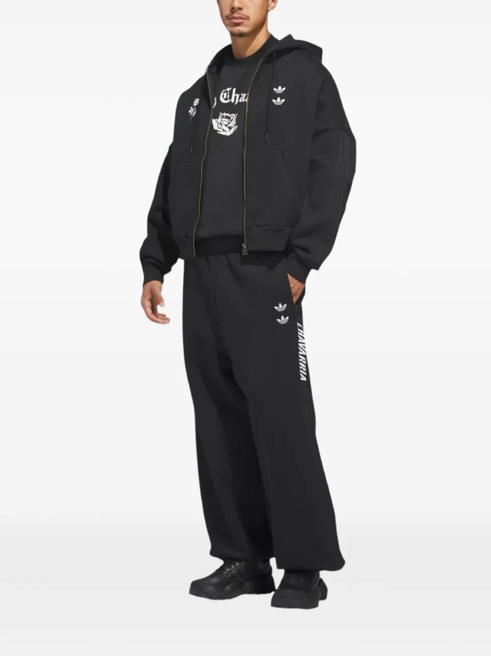Willy Chavarria x Adidas embroidered logo drawstring trak pants - Zwart