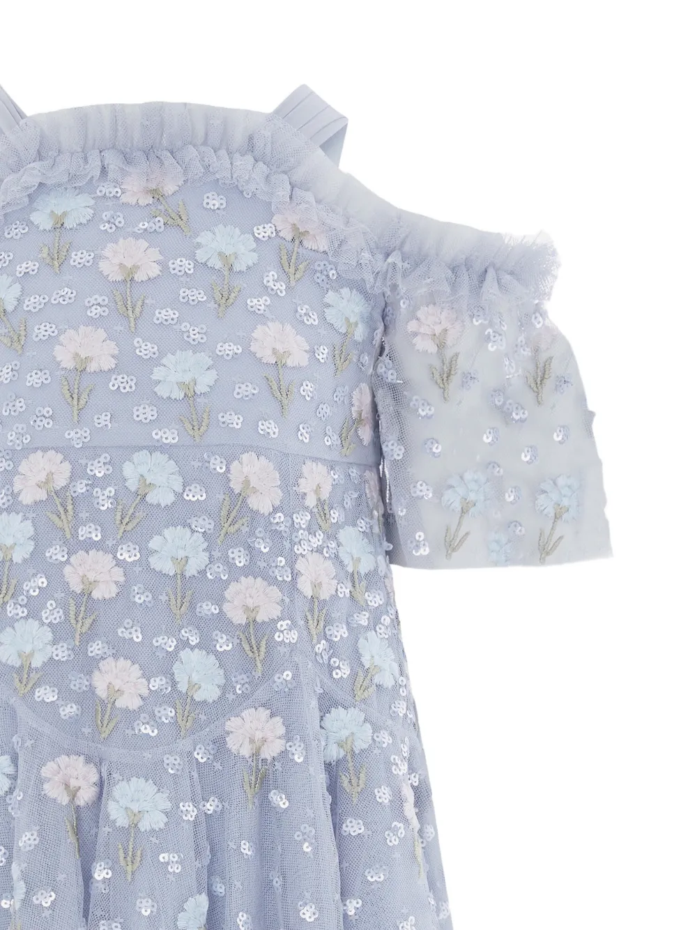 Floral Embellished Cold-Shoulders Party Dress