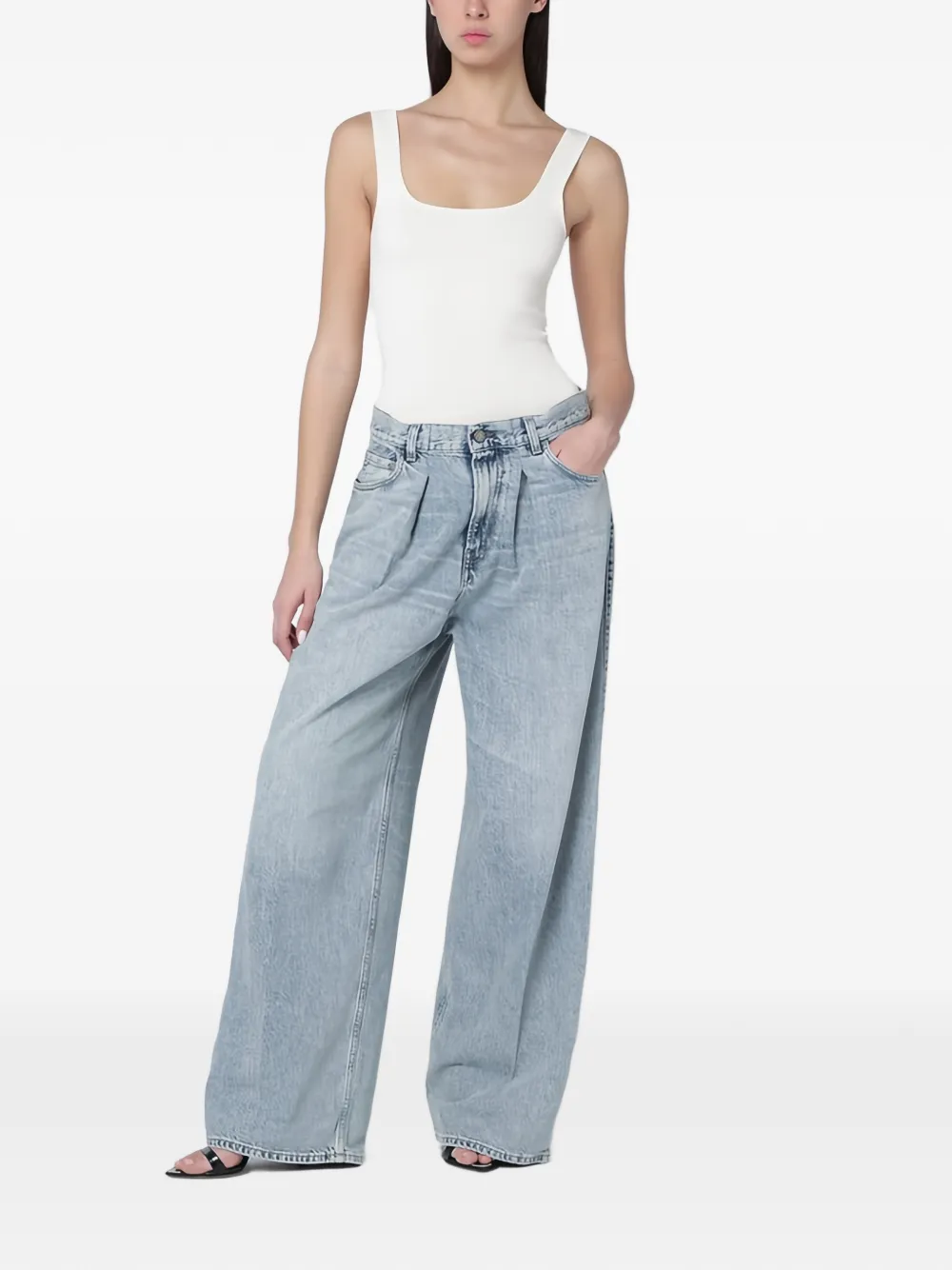  Haikure Whiskering-effect Jeans - Blue 