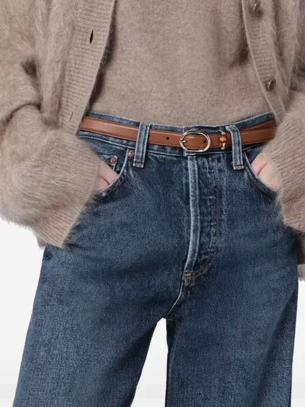 Gucci Oval Leather Buckle Belt, Brown GUCCI Oval buckle belt – Luisa World main image 4