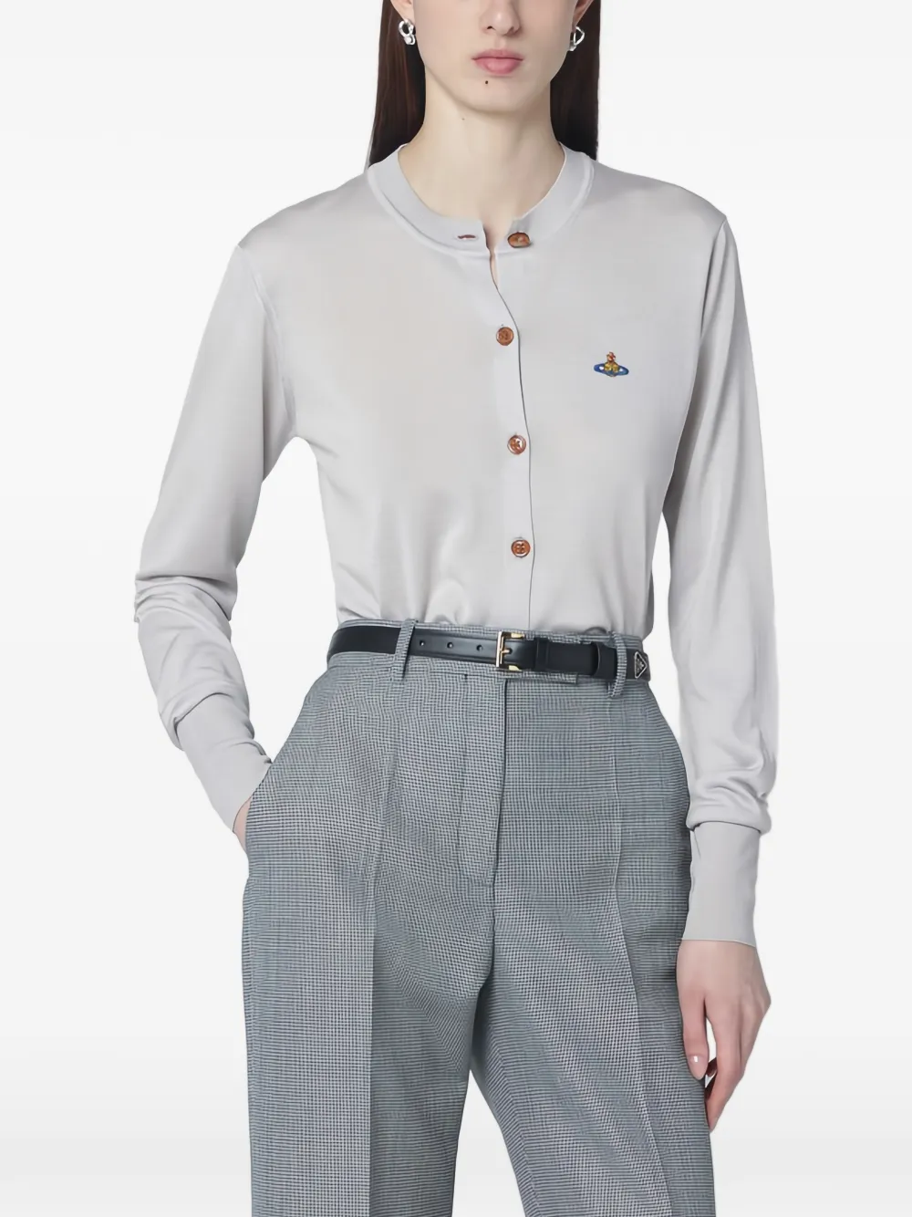 Vivienne Westwood Cardigan con ricamo Orb - Grigio