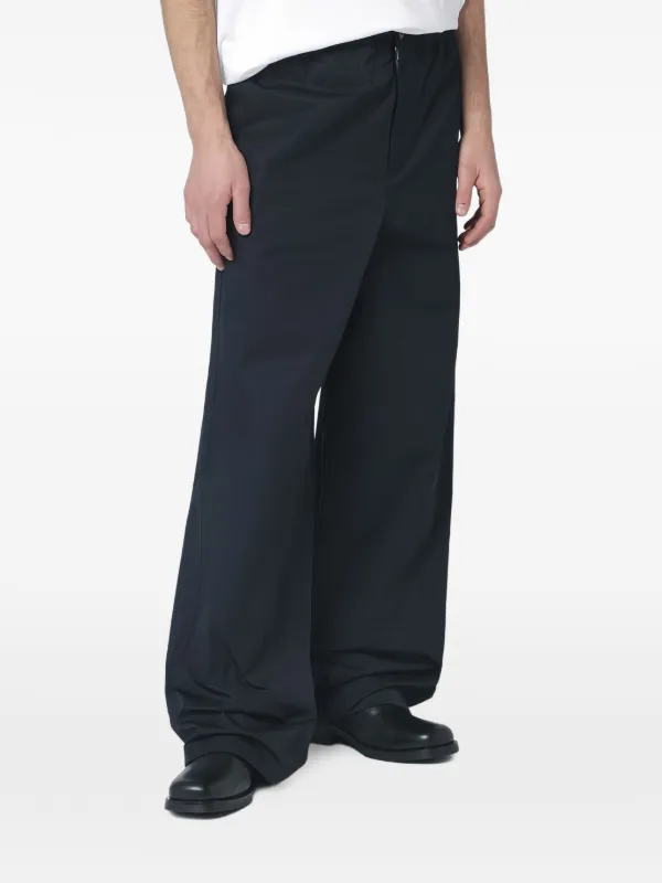 【JIL SANDER】Elasticated cotton pants 46 Cotton barrel-leg pants in blue - Jil Sander | Mytheresa
