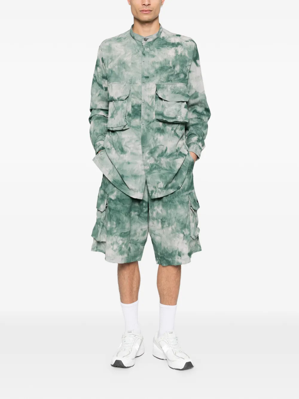 Y-3 Aop tie-dye pocket shirt - Groen
