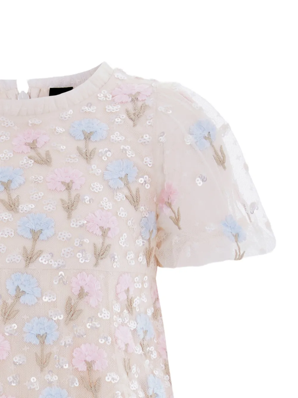  Needle & Thread Kids Floral Appliquéd Party Dress - Neutrals 