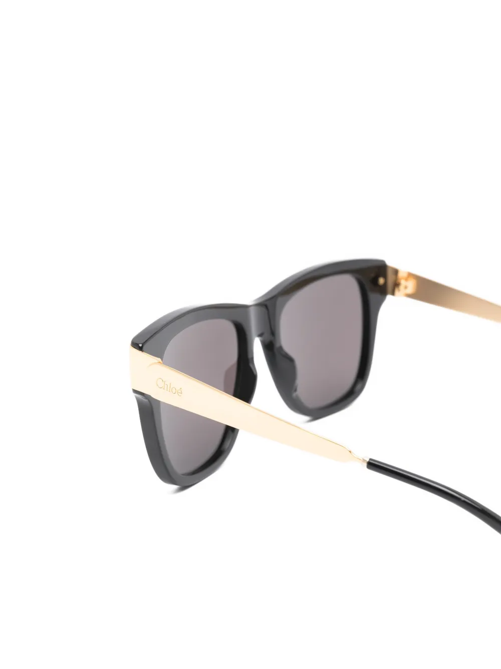  Chloé Eyewear Gold-tone Rectangle Sunglasses - Black 