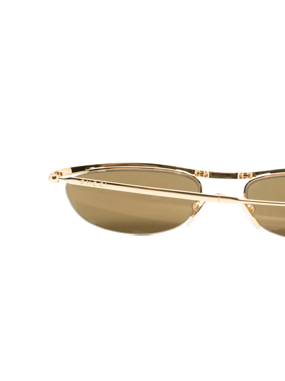  Gucci Eyewear Oval-frame Sunglasses - Gold 