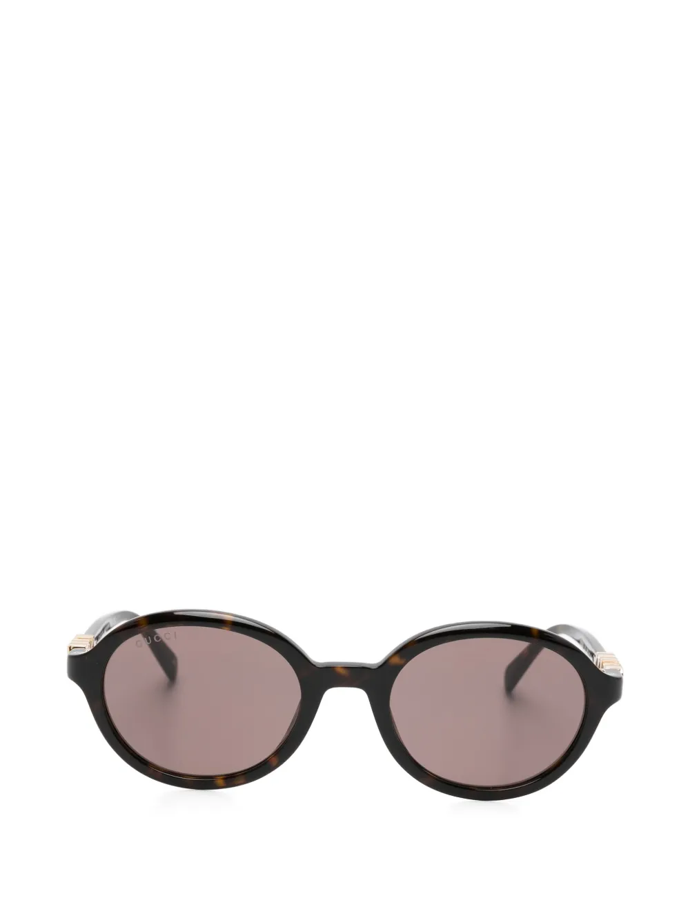 Gucci Eyewear logo-detail oval-frame sunglasses - Marrone