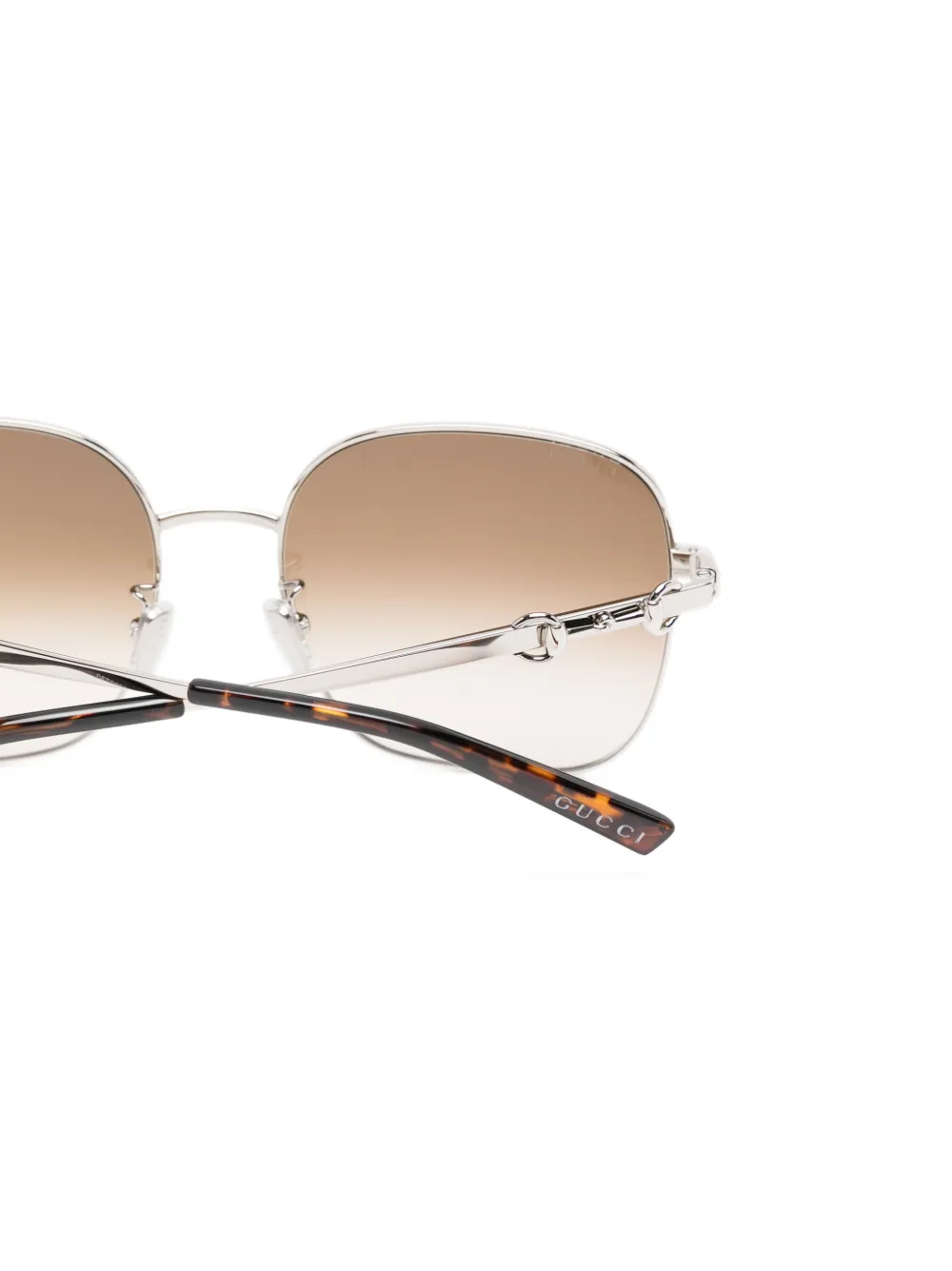 Gucci Eyewear Zonnebril met geometrisch montuur Zilver