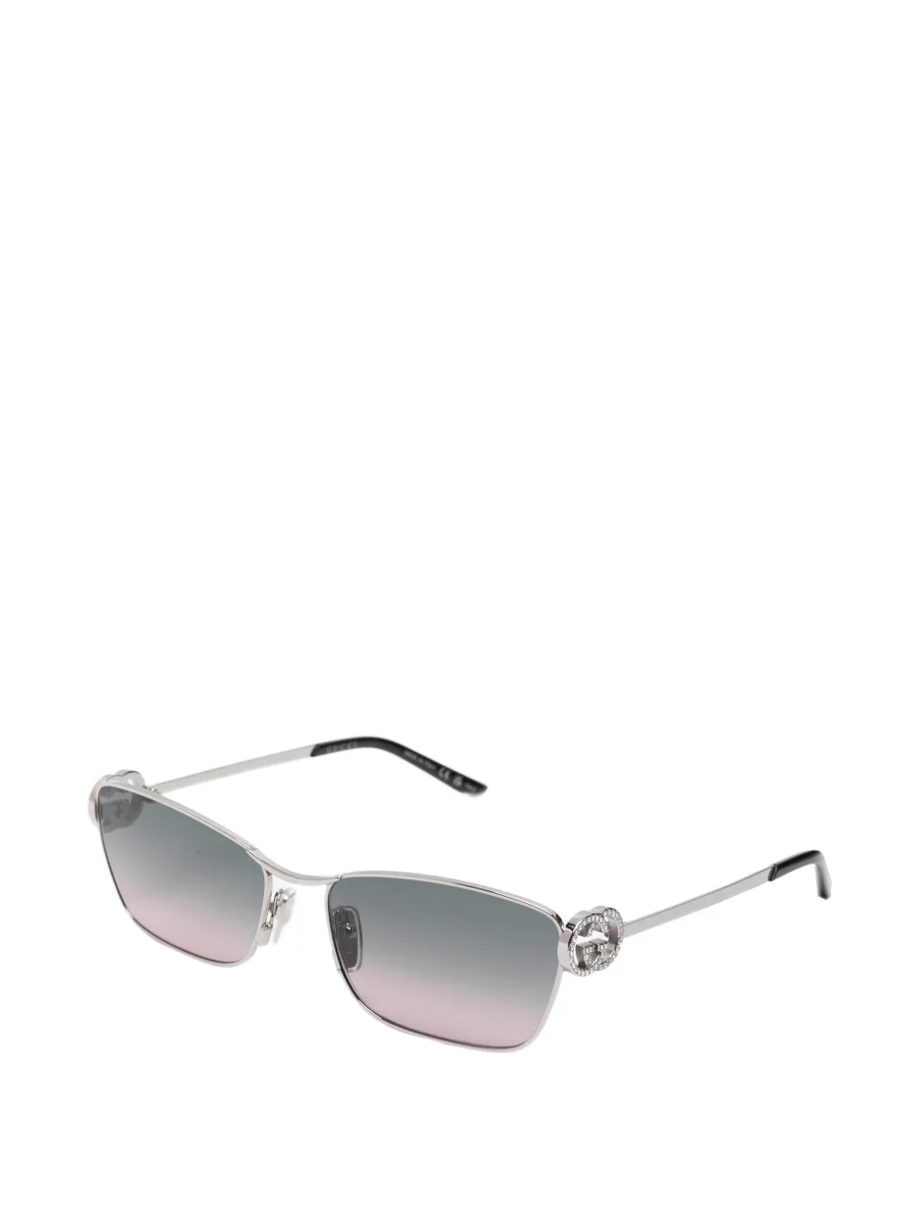 Gucci Eyewear Zonnebril met rechthoekig montuur en GG-logo Zilver
