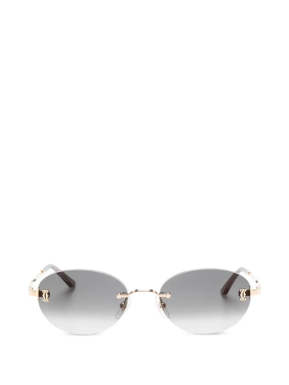 Cartier Eyewear logo oval-frame sunglasses - Gold