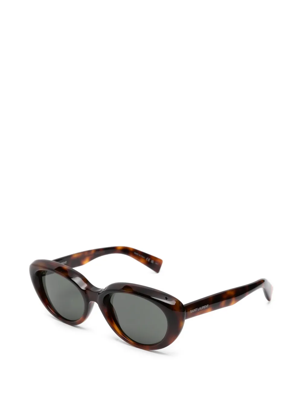 Saint Laurent Eyewear Zonnebril met ovalen montuur Bruin