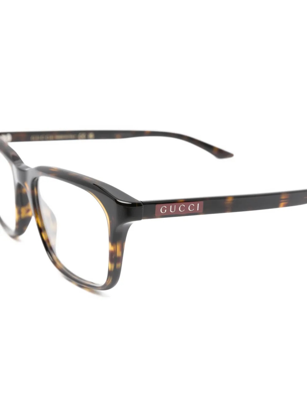  Gucci Eyewear Rectangle Frame Glasses - Brown 