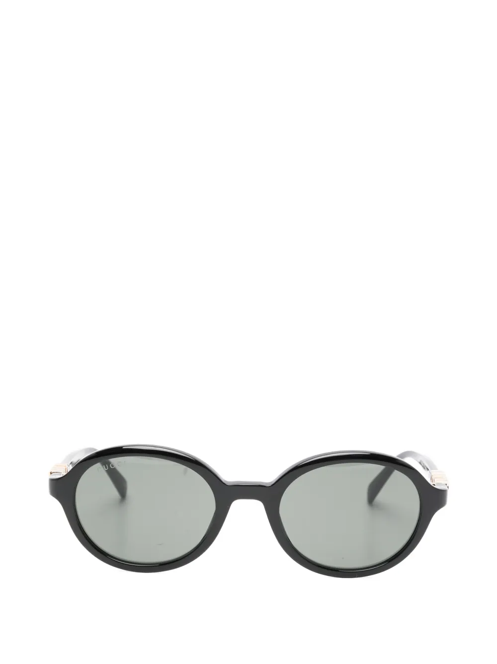 Gucci Logo Oval-frame Sunglasses In Black