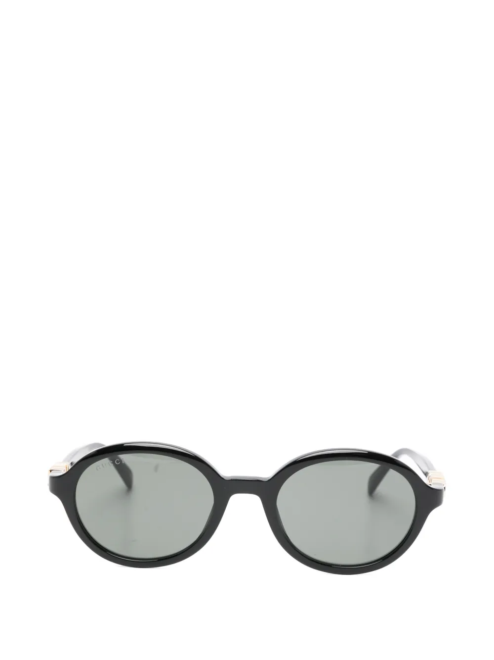 Gucci Logo Oval-frame Sunglasses In Black