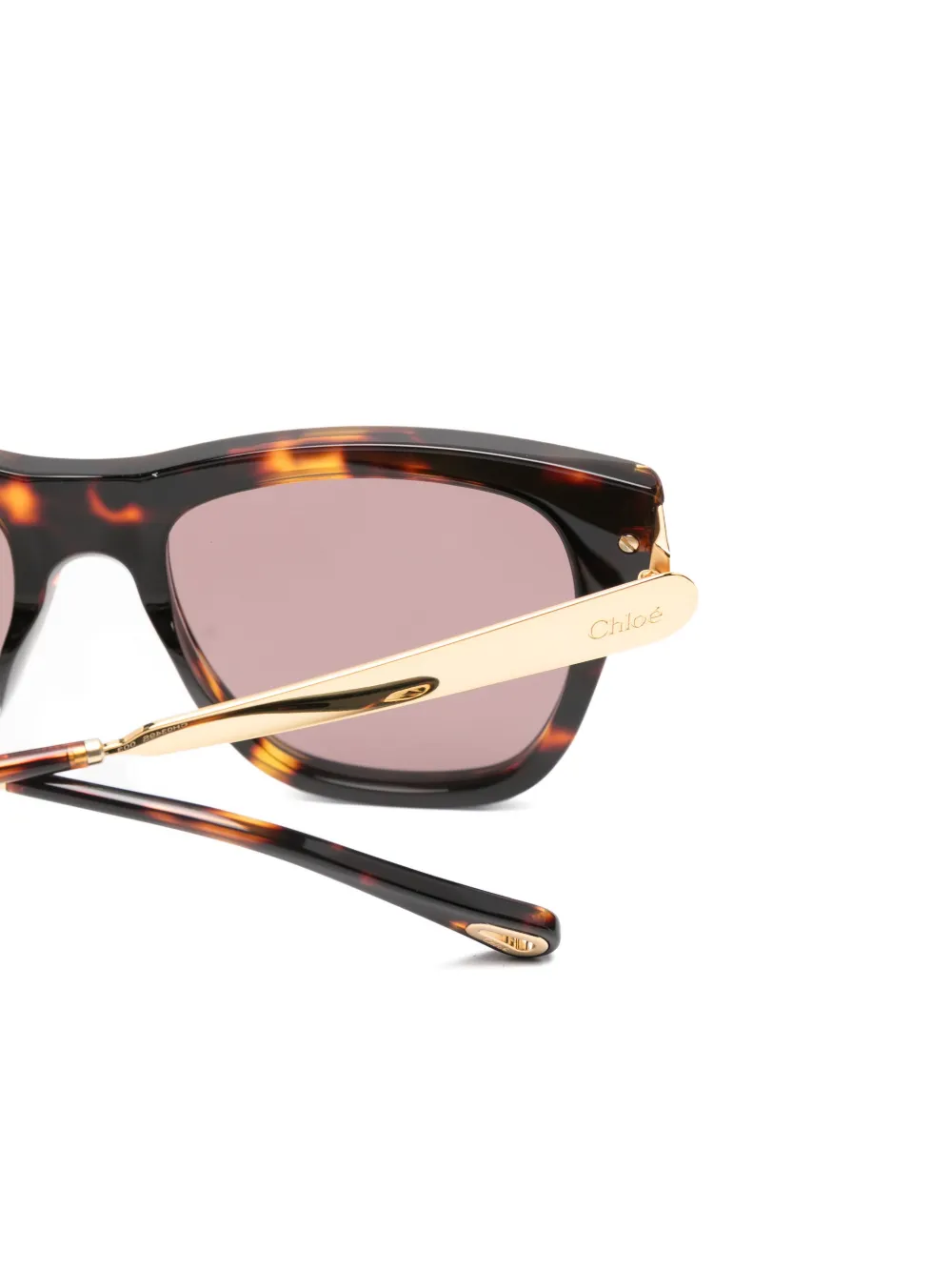  Chloé Eyewear Gold-tone Rectangle Sunglasses - Brown 