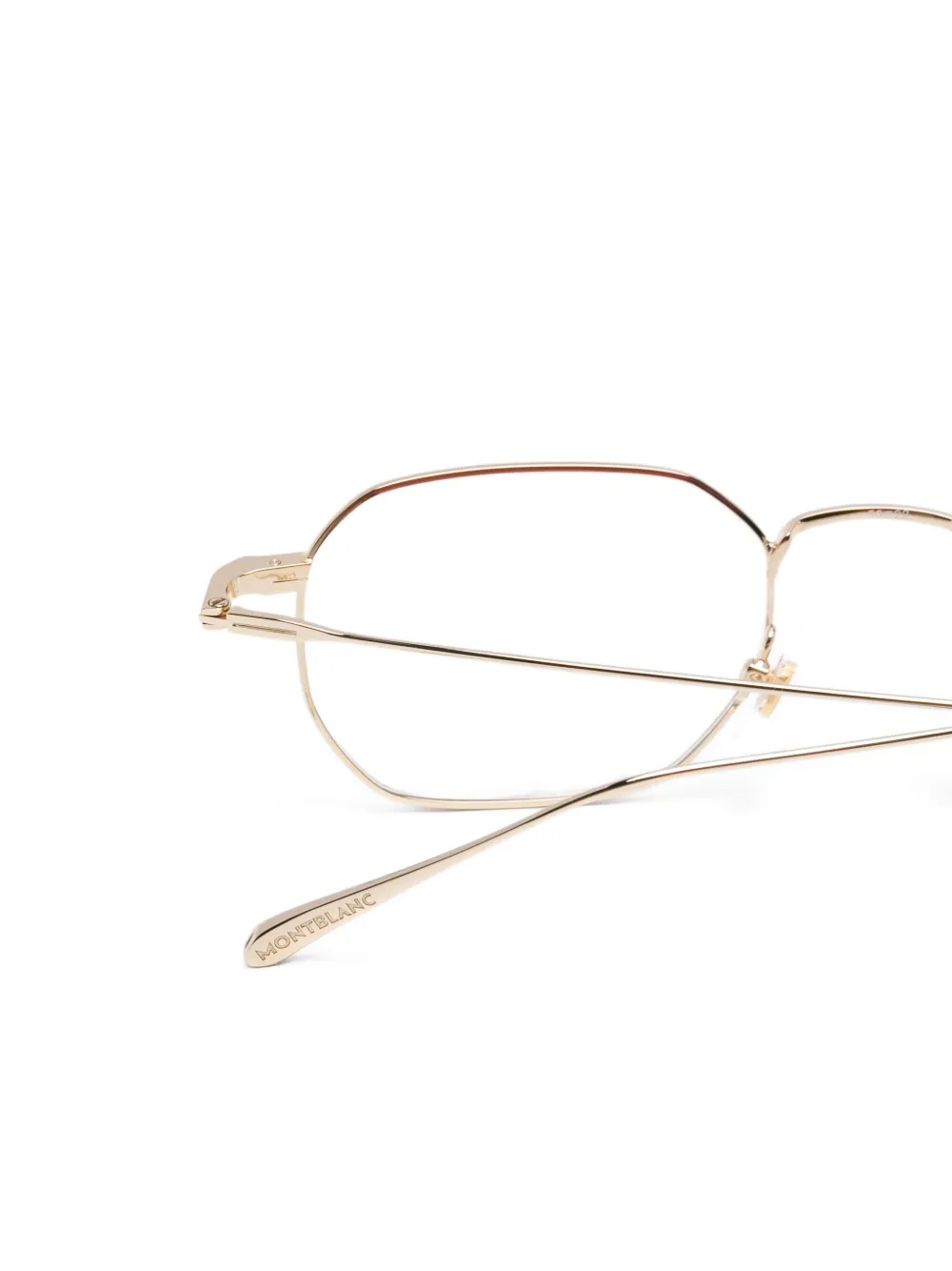  Montblanc Geometric Frame Glasses - Gold 
