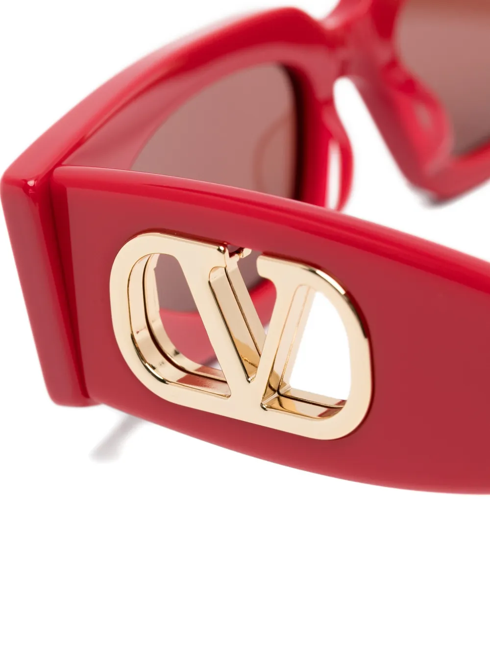 VALENTINO GARAVANI EYEWEAR VLogo zonnebril met geometrisch montuur Rood