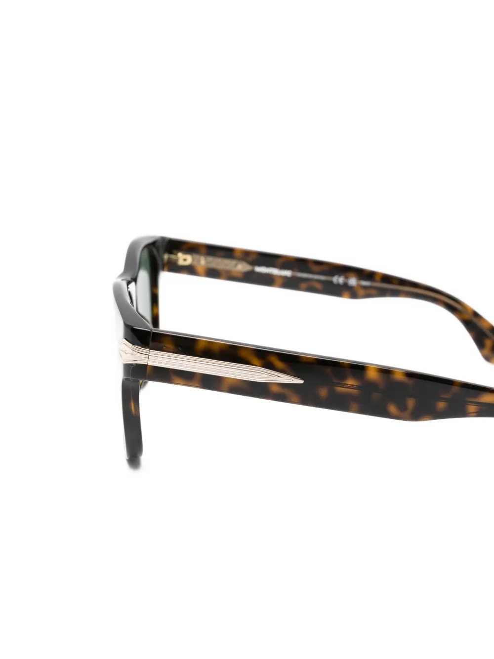 Montblanc Zonnebril met vierkant montuur en schildpadschild design Bruin