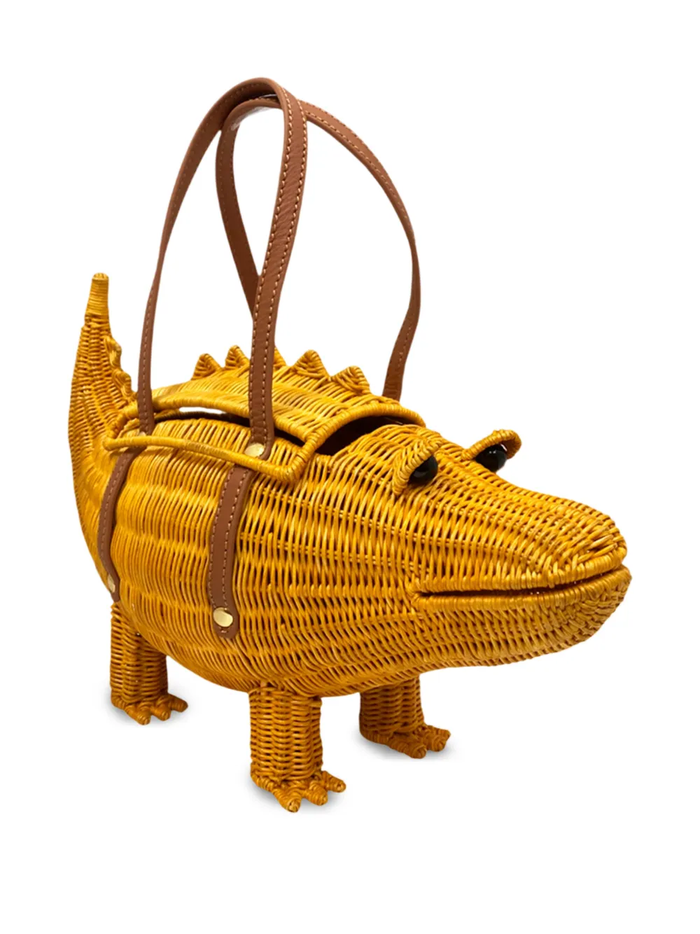  Serpui Crocodile Handle Satchel - Yellow 