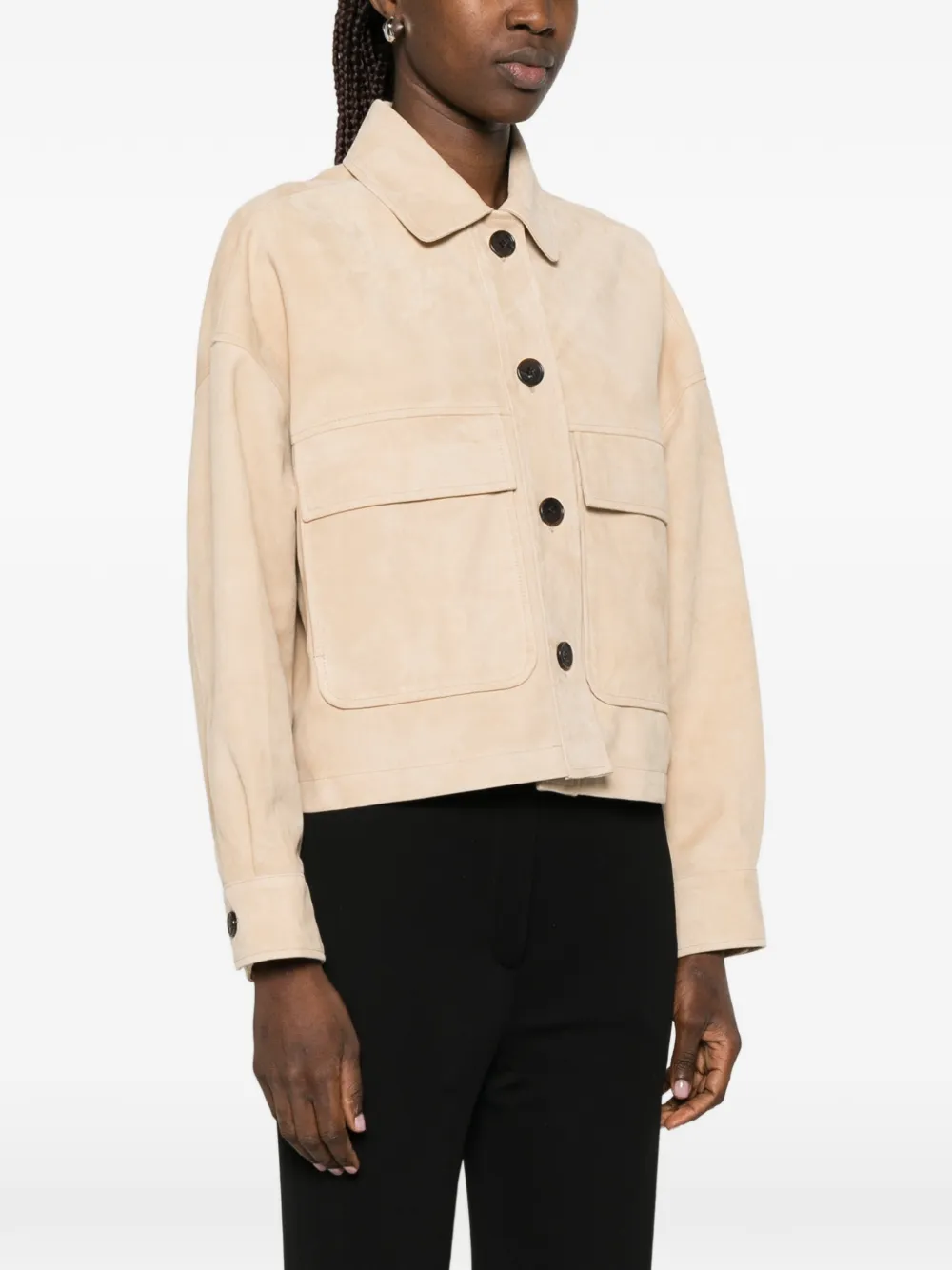 Arma Miri leren jack met voorzak Beige