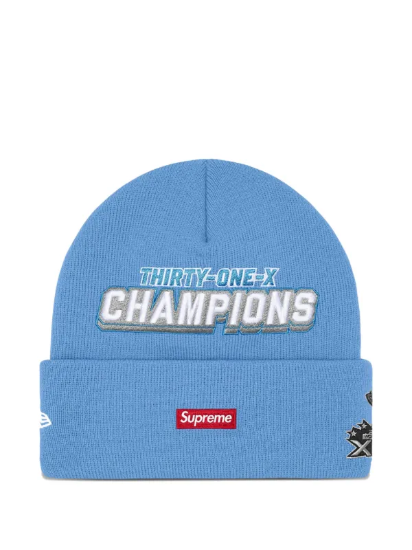 Supreme x New Era Football Beanie Hat | Blue | FARFETCH
