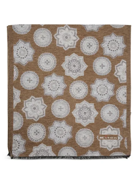 Kiton medallion-print scarf