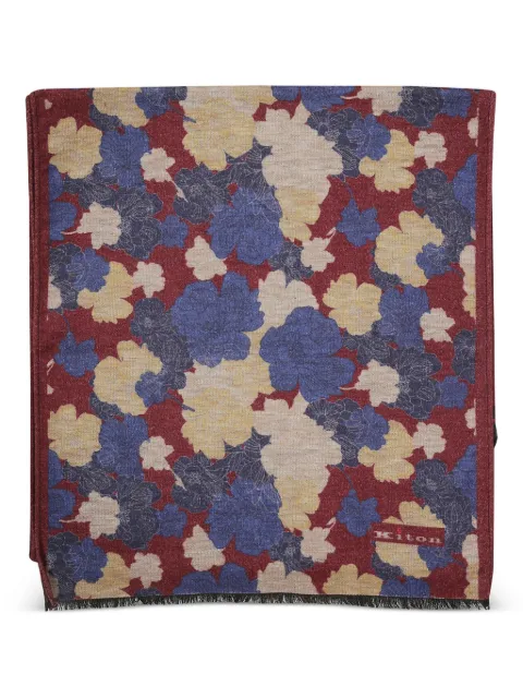 Kiton floral-print logo scarf