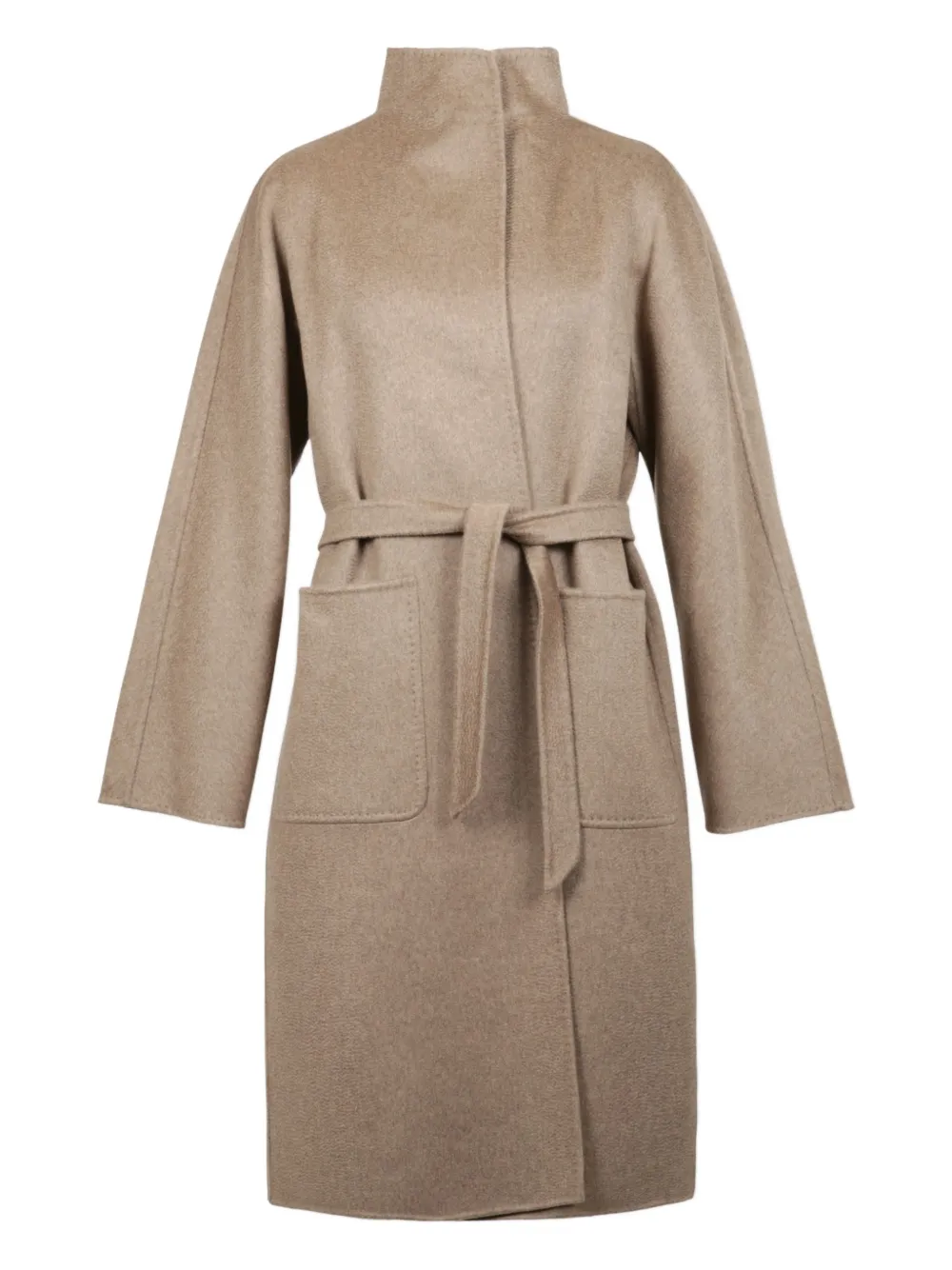 Max Mara stand-neck patch-pockets double-breasted coat - Neutrals