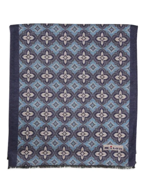 Kiton geometric-print scarf