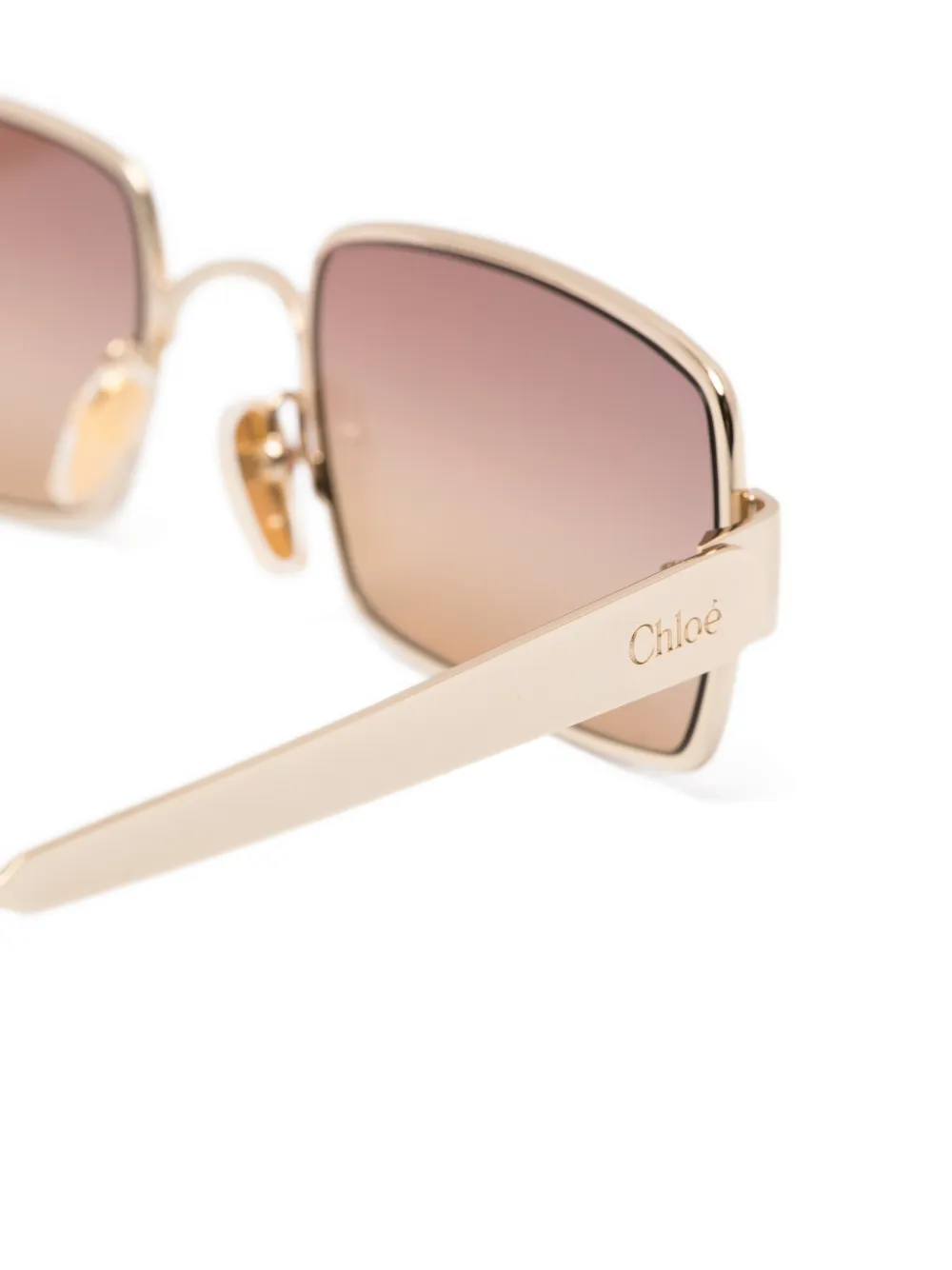  Chloé Eyewear Rectangle-frame Sunglasses - Gold 