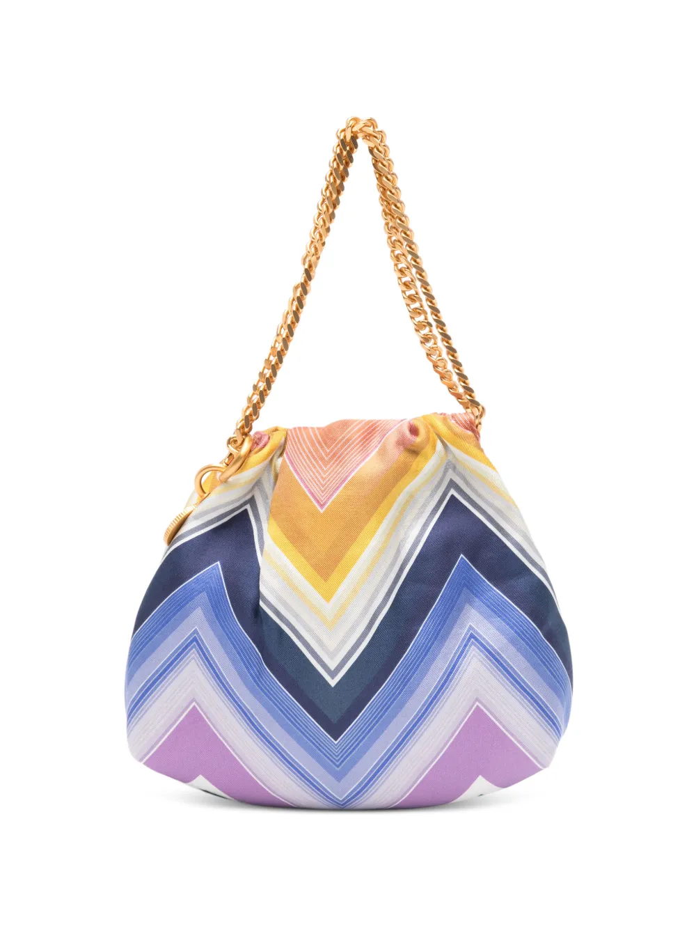 Missoni wave silk drawstring chain tote bag - Blu