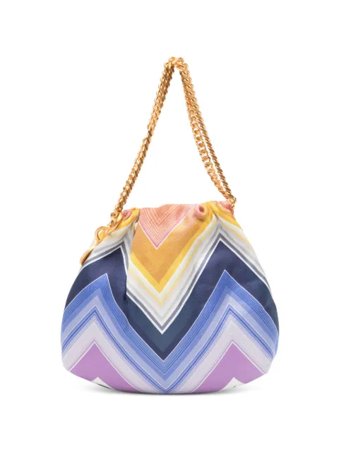 Missoni wave silk drawstring chain tote bag