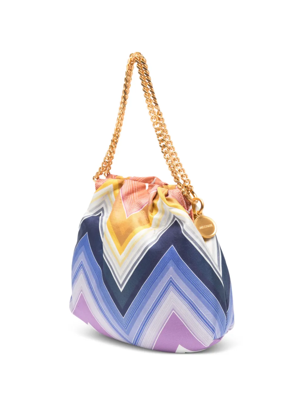  Missoni Wave Silk Drawstring Chain Tote Bag - Blue 